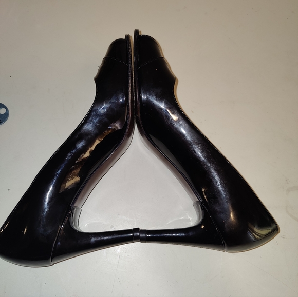 Stuart Weitzman Black Patent Leather Open Toe Heels Size 8 M - Picture 6 of 13